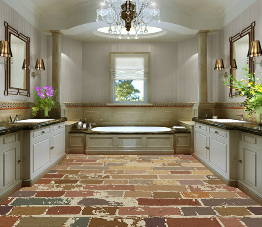 3D Retro Bricks 312 Floor Mural  Wallpaper Murals Rug & Mat Print Epoxy waterproof bath floor