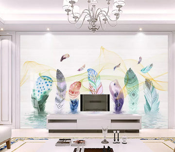 3D Colored Feathers WC618 Wall Murals