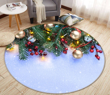 3D Branches 56059 Christmas Round Non Slip Rug Mat Xmas