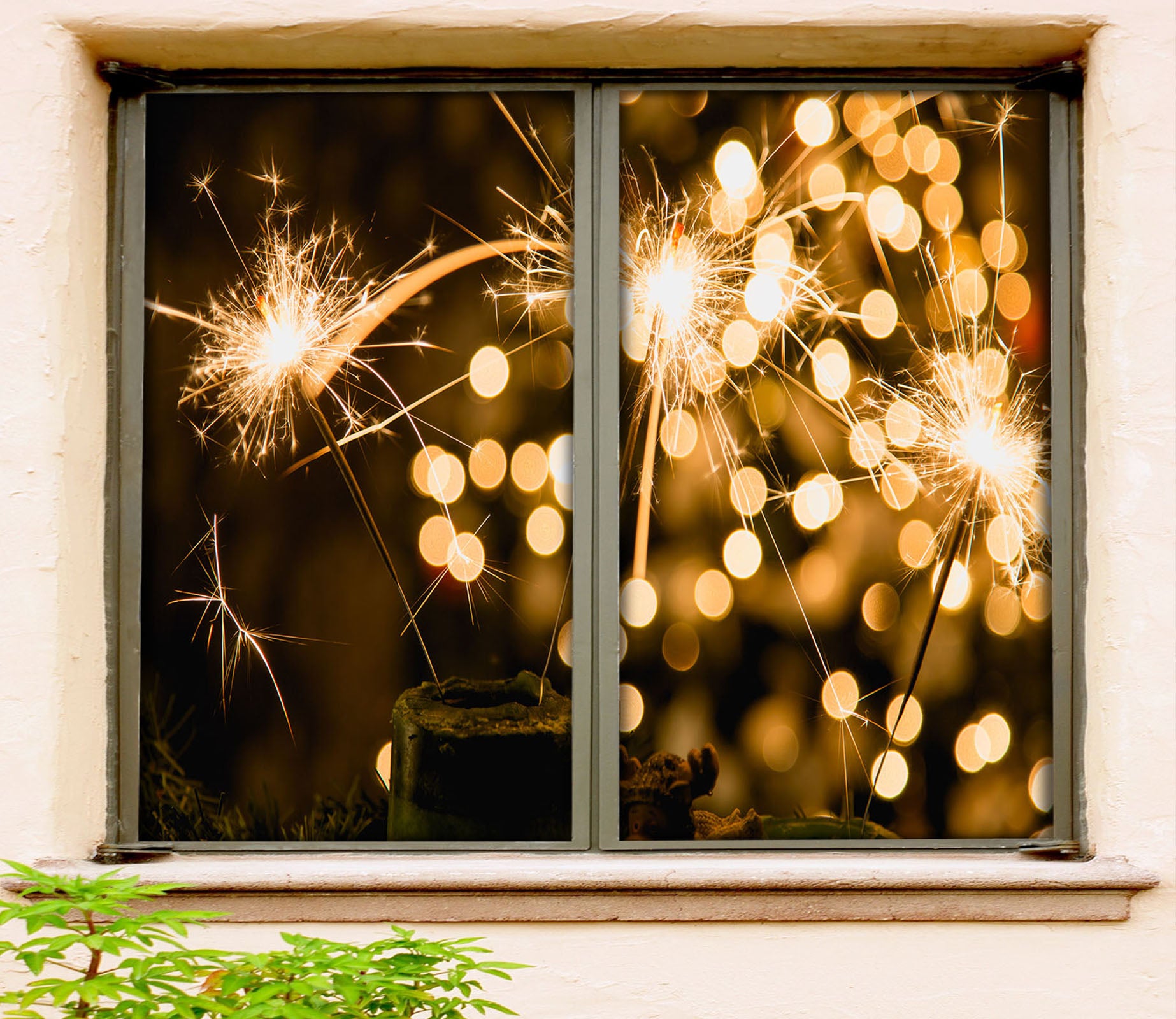 3D Fireworks Light 392 Window Film Print Sticker Cling Stained Glass UV Block