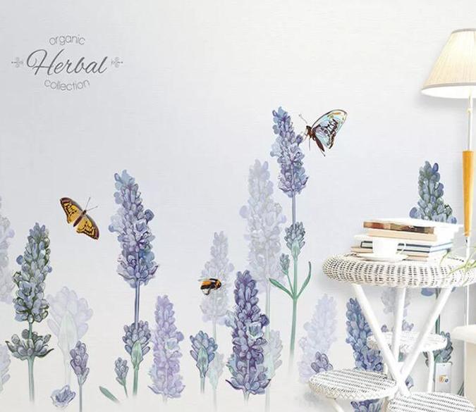 3D Purple Flower Butterfly 632 Wall Murals Wallpaper AJ Wallpaper 2 