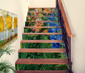 3D Blue Flowers 89203 Allan P. Friedlander Stair Risers