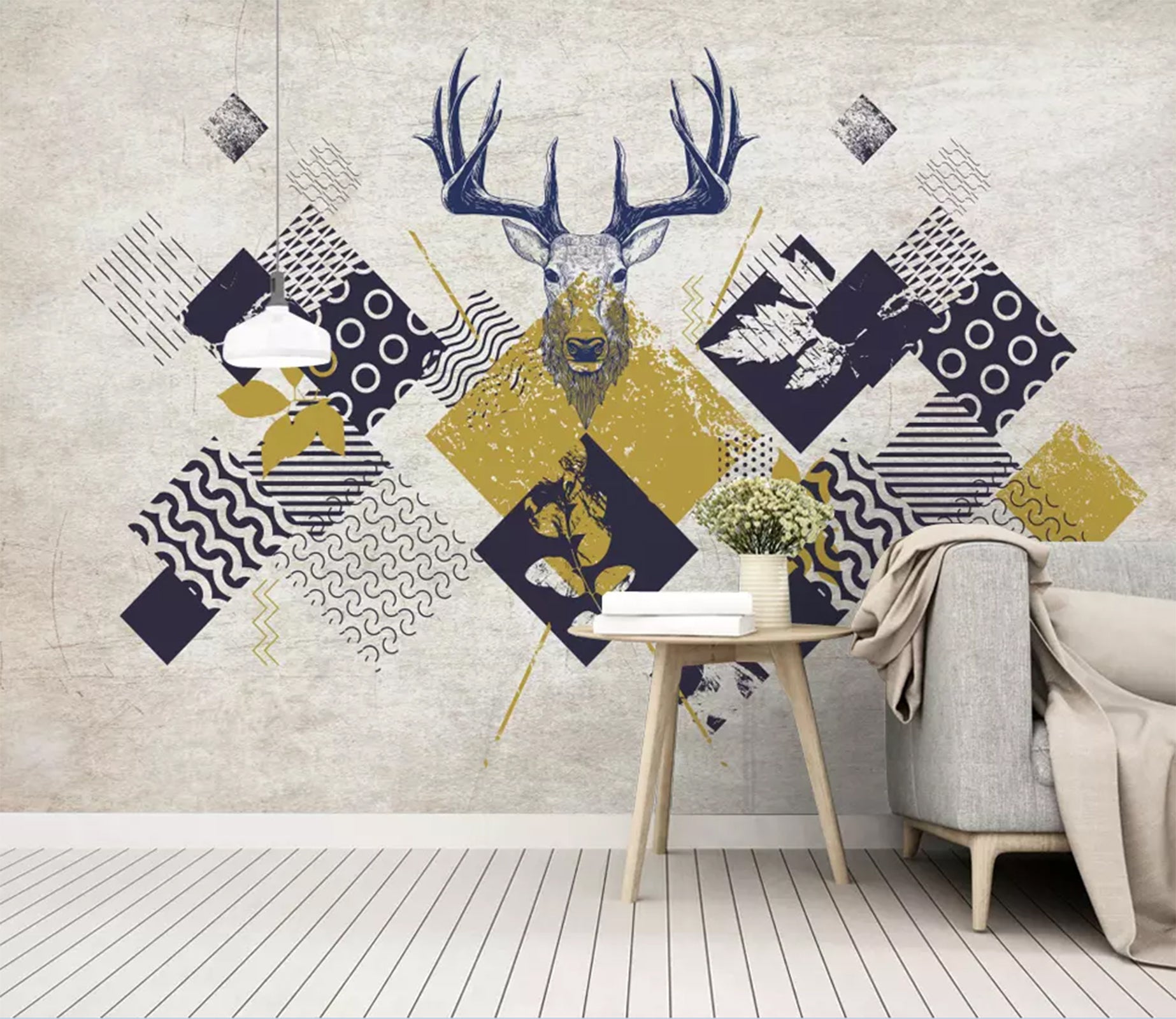 3D Elk Geometry WC02 Wall Murals Wallpaper AJ Wallpaper 2 