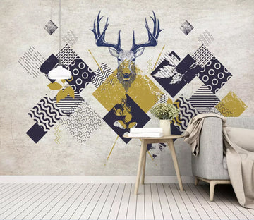 3D Elk Geometry WC02 Wall Murals Wallpaper AJ Wallpaper 2 