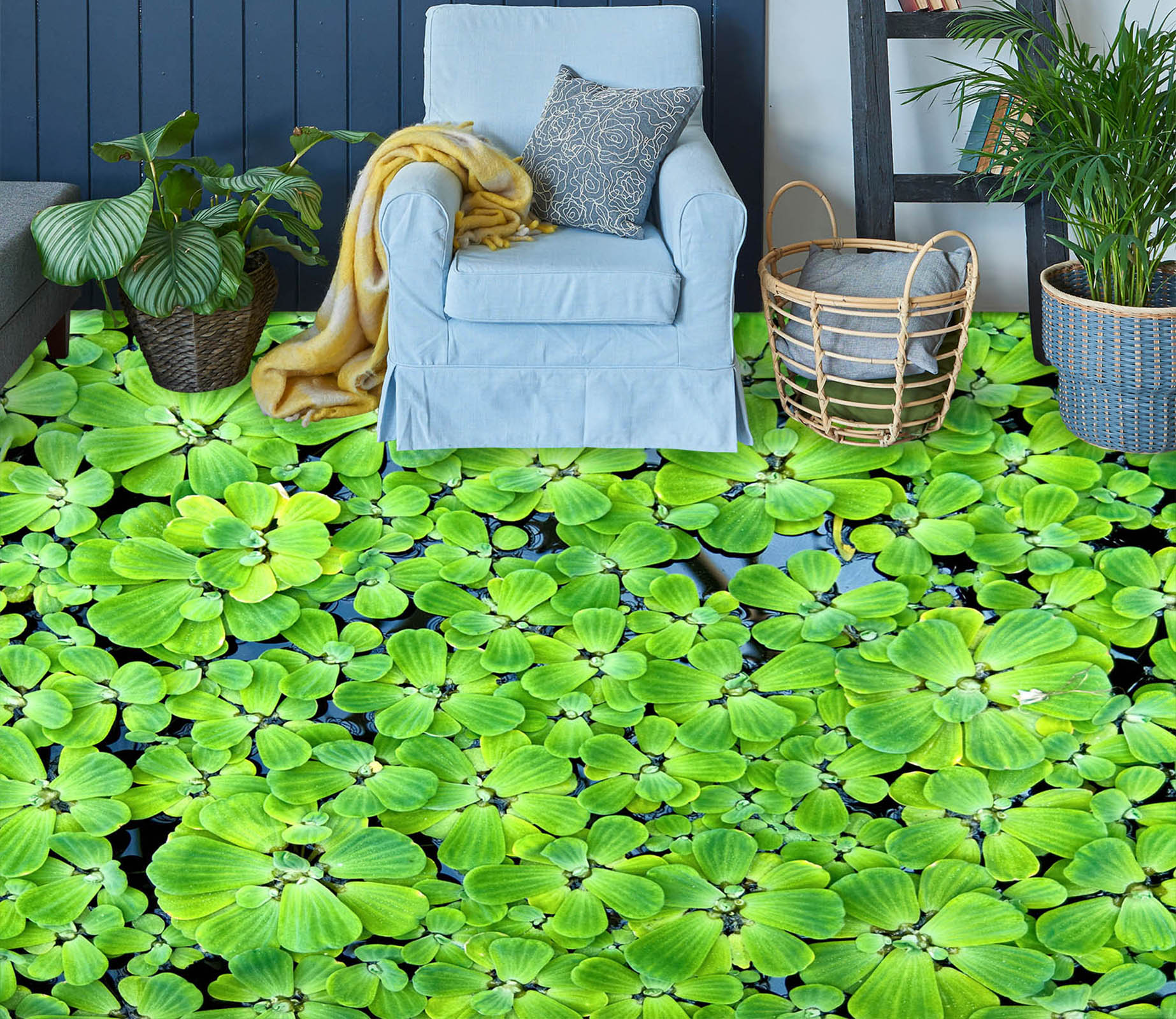 3D Bright Green Leaves 004 Floor Mural  Wallpaper Murals Rug & Mat Print Epoxy waterproof bath floor