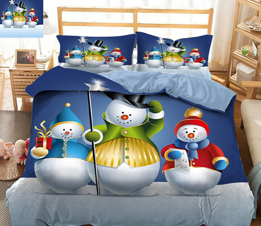 3D Snowman 31157 Christmas Quilt Duvet Cover Xmas Bed Pillowcases