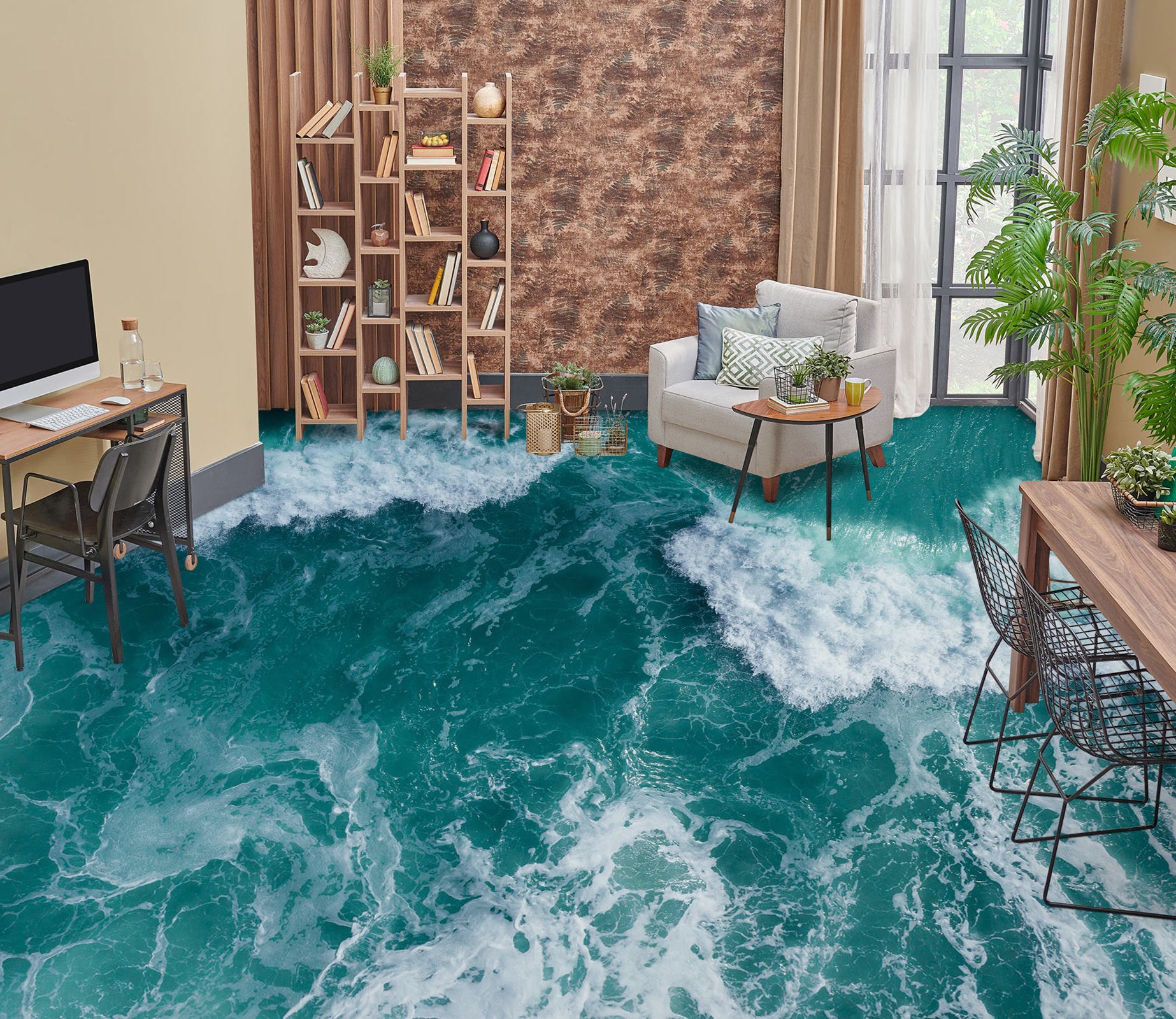 3D Natural Waves 413 Floor Mural  Wallpaper Murals Rug & Mat Print Epoxy waterproof bath floor