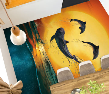3D Dolphin 98178 Vincent Floor Mural  Wallpaper Murals Self-Adhesive Removable Print Epoxy