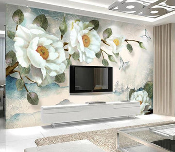 3D White Flowers 525 Wall Murals Wallpaper AJ Wallpaper 2 
