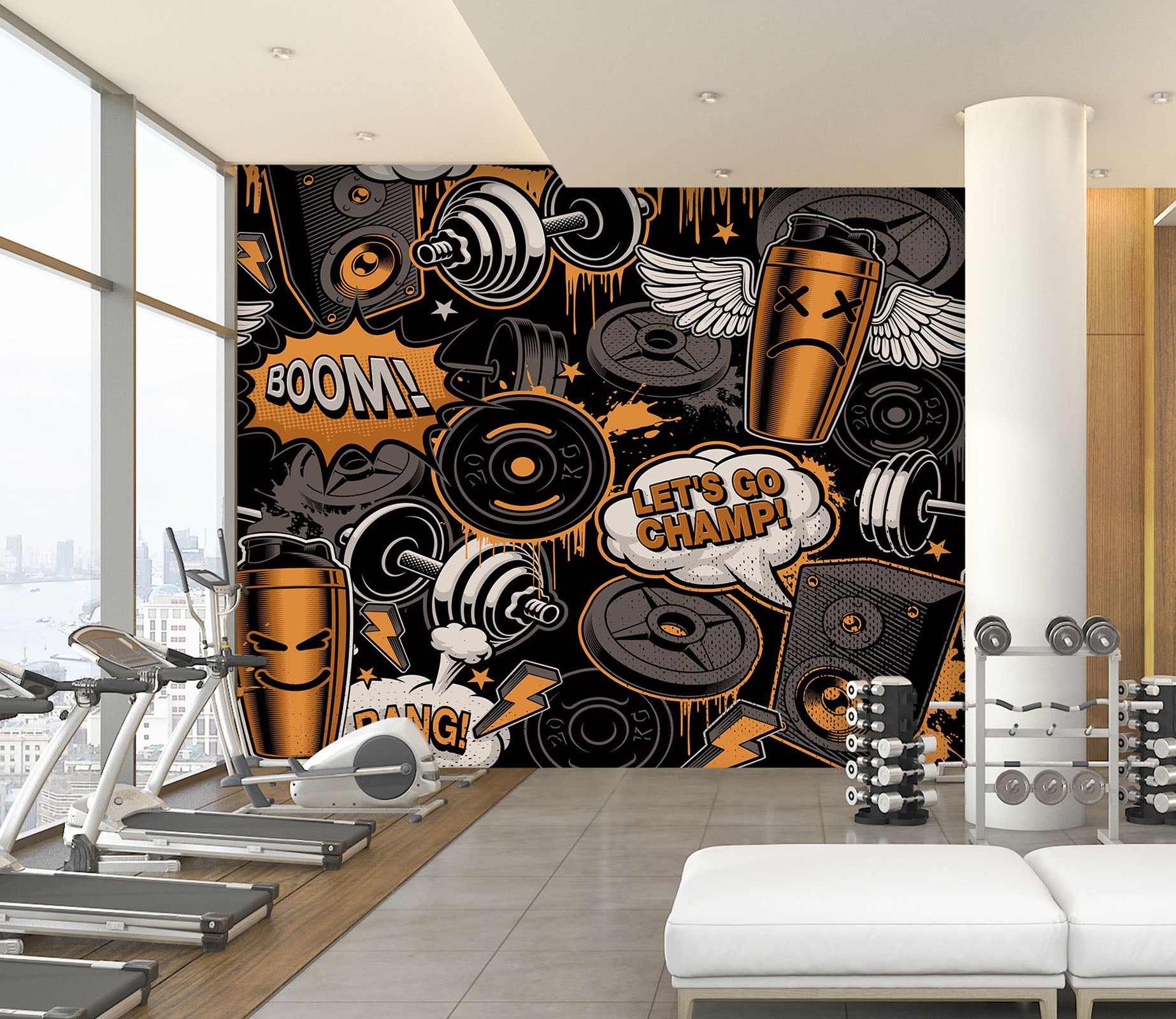 3D Fitness Dumbbell 300 Wall Murals AJ Wallpaper