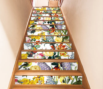 3D Colorful Flower Bird 10413 Uta Naumann Stair Risers