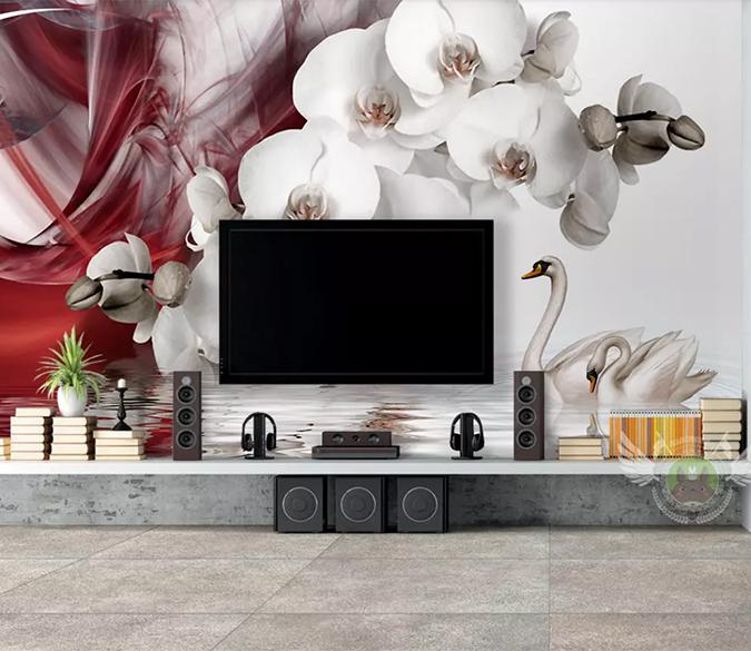 3D White Flowers 269 Wall Murals Wallpaper AJ Wallpaper 2 