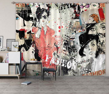 3D Red Clothes 787 Curtains Drapes