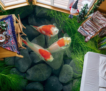3D Three Cute Koi 158 Floor Mural  Wallpaper Murals Rug & Mat Print Epoxy waterproof bath floor