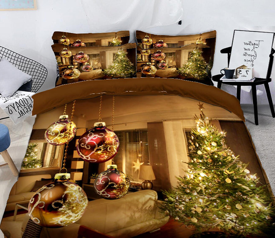 3D Tree Ball Pendant 31187 Christmas Quilt Duvet Cover Xmas Bed Pillowcases