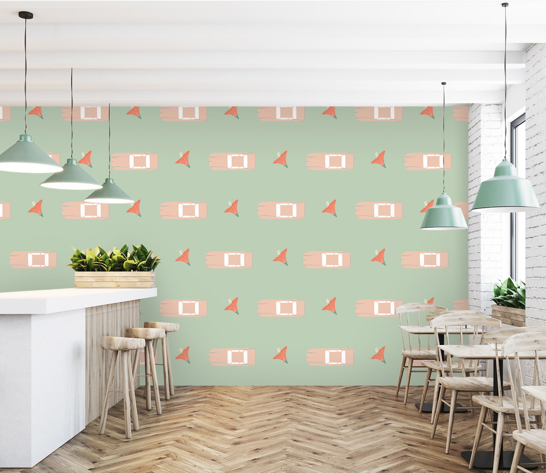 3D Car Flower Pattern 98130 Kasumi Loffler Wall Mural Wall Murals