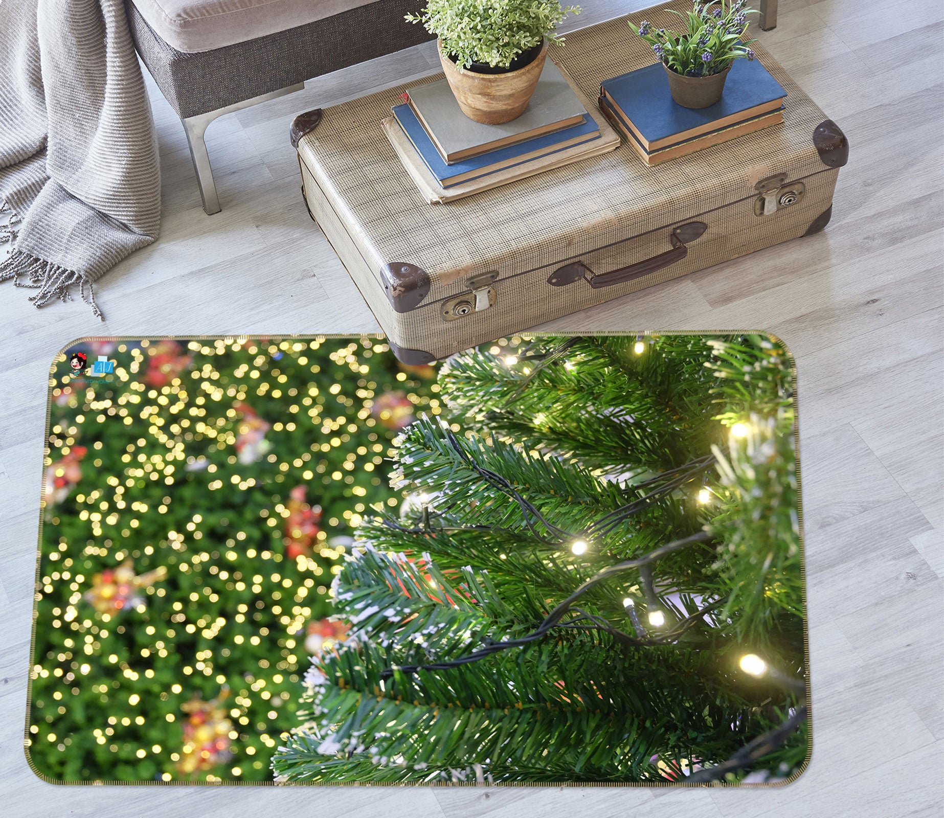3D Branches Light 56139 Christmas Non Slip Rug Mat Xmas
