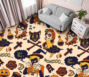3D Halloween Fun 009 Floor Mural  Self-Adhesive Sticker Bathroom Non-slip Waterproof Flooring Murals