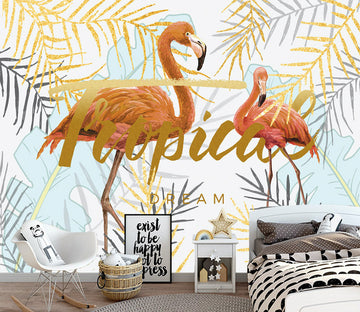 3D Pink Flamingo WG304 Wall Murals