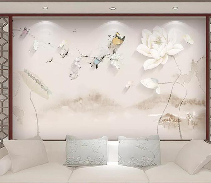 3D Butterfly Flower 424 Wall Murals Wallpaper AJ Wallpaper 2 