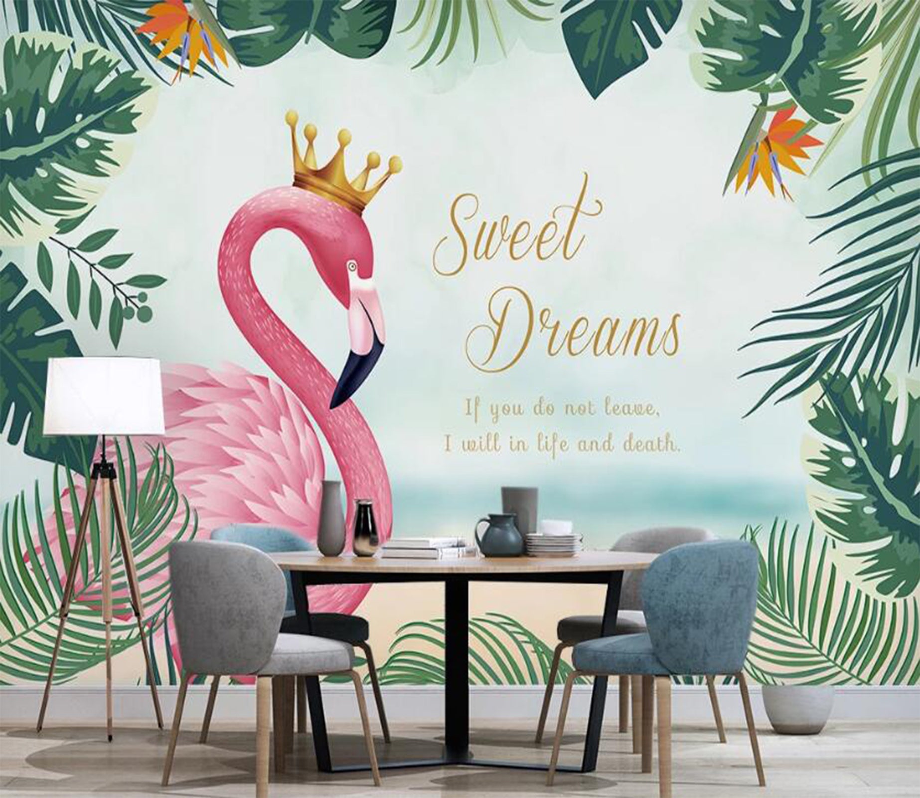 3D Crown Sweet Flamingo 2426 Wall Murals