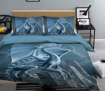 3D Silver Dragon 080 Bed Pillowcases Quilt Exclusive Designer Vincent