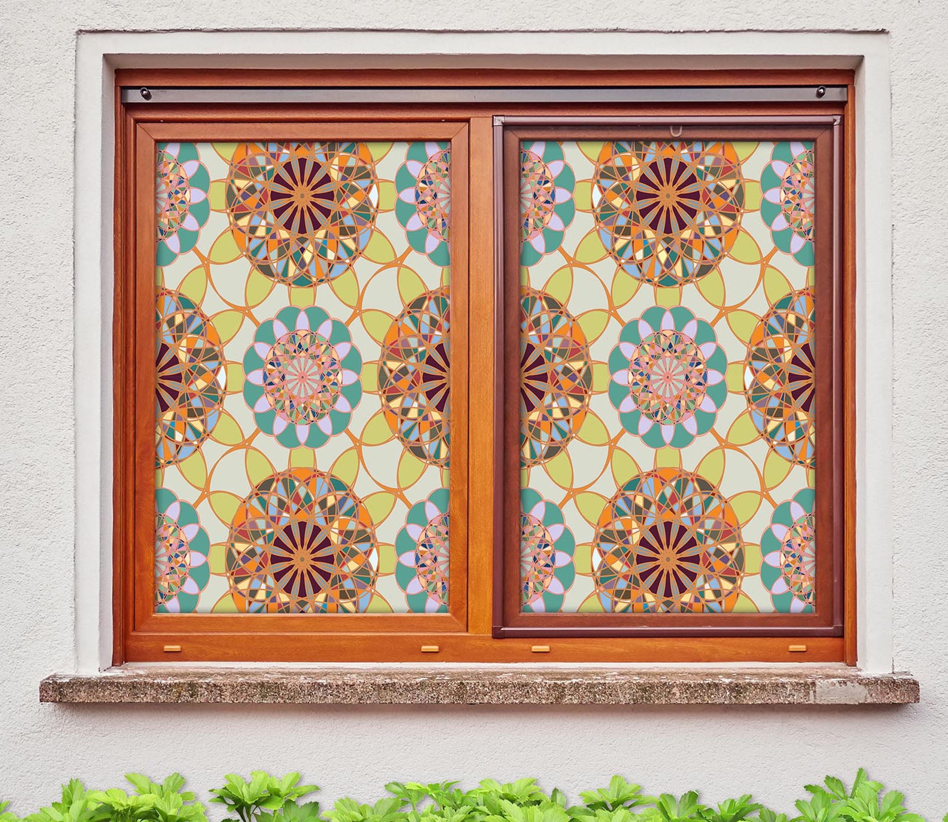 3D Flower Glass Shards 200 Window Film Print Sticker Cling Stained Glass UV Block