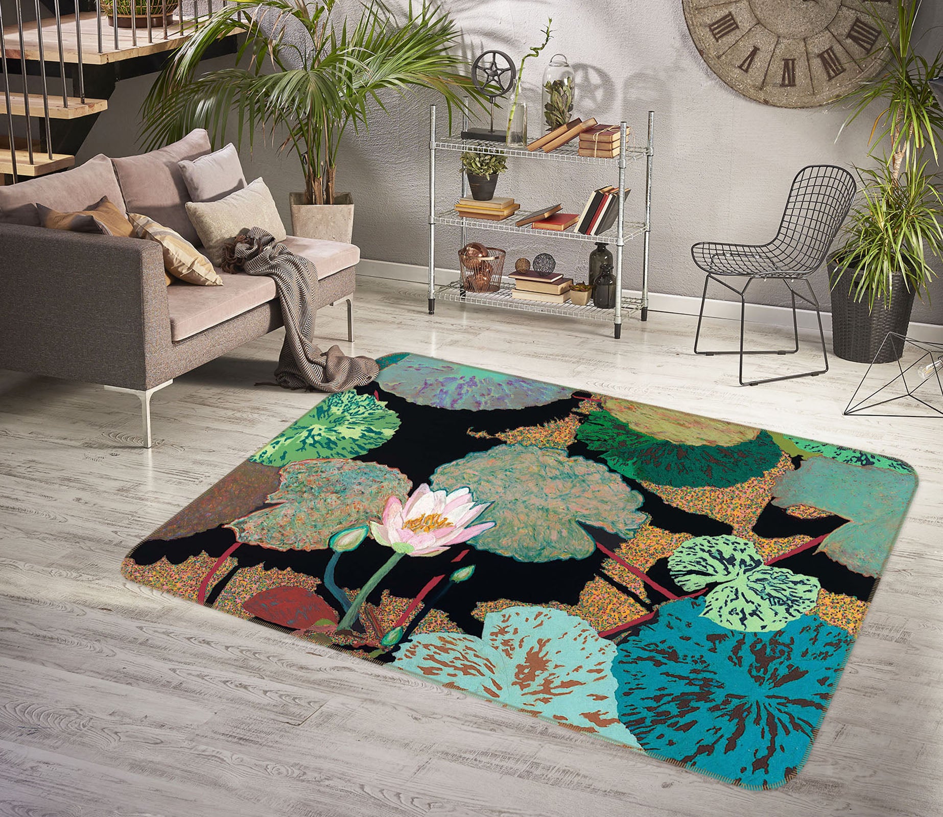 3D Pink Lotus 1120 Allan P. Friedlander Rug Non Slip Rug Mat