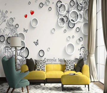 3D Black And White Ring 021 Wall Murals