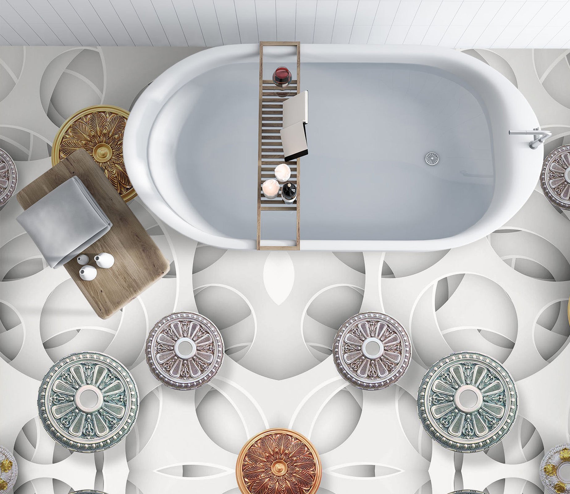 3D Hub Flower Pattern 896 Floor Mural  Wallpaper Murals Rug & Mat Print Epoxy waterproof bath floor
