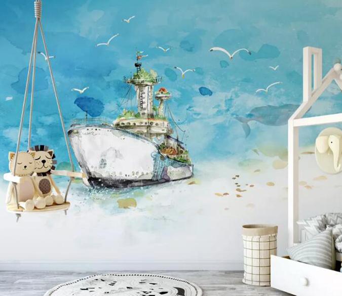 3D Sea Boat 646 Wall Murals Wallpaper AJ Wallpaper 2 
