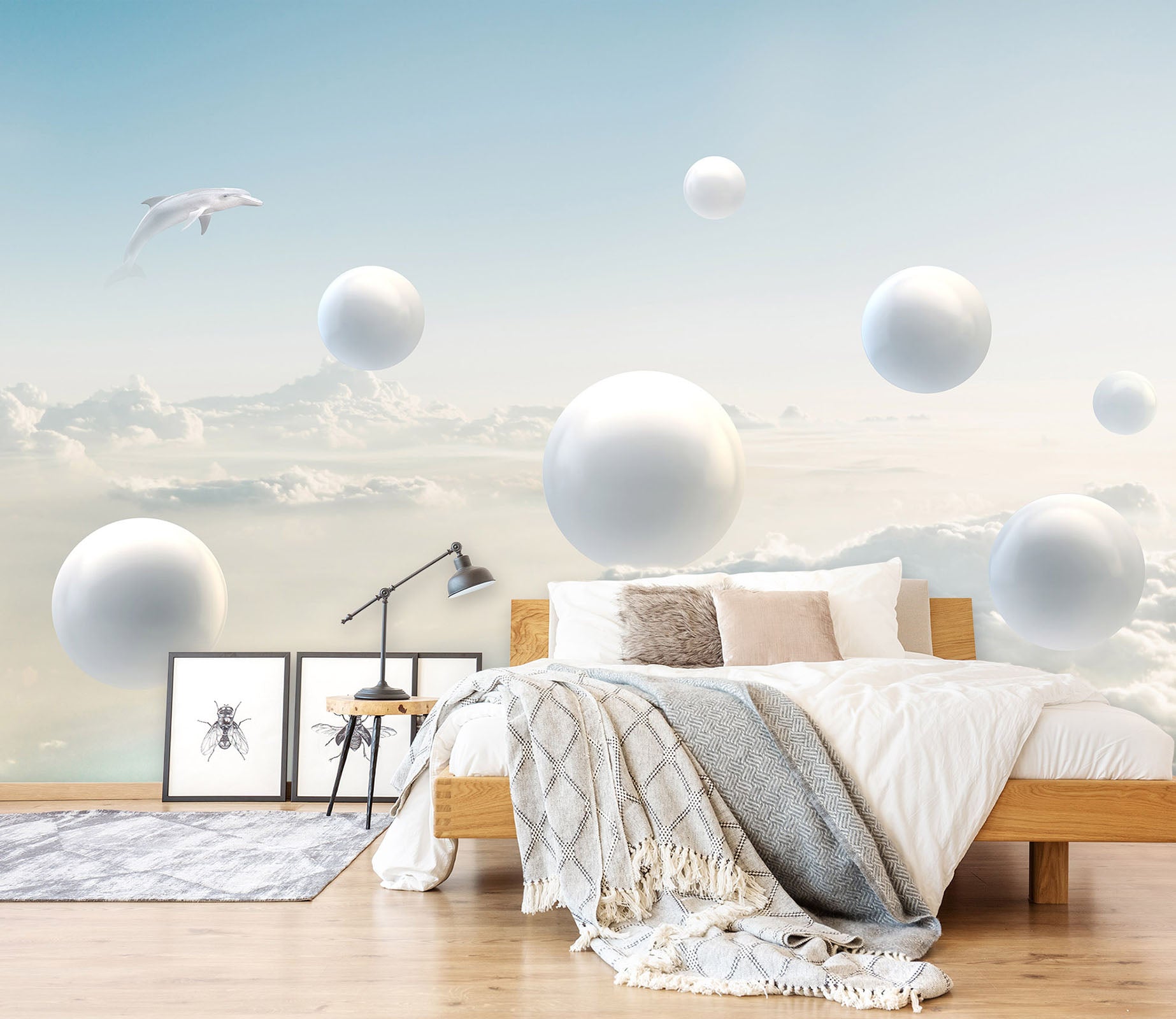 3D White Balloon 1540 Wall Murals
