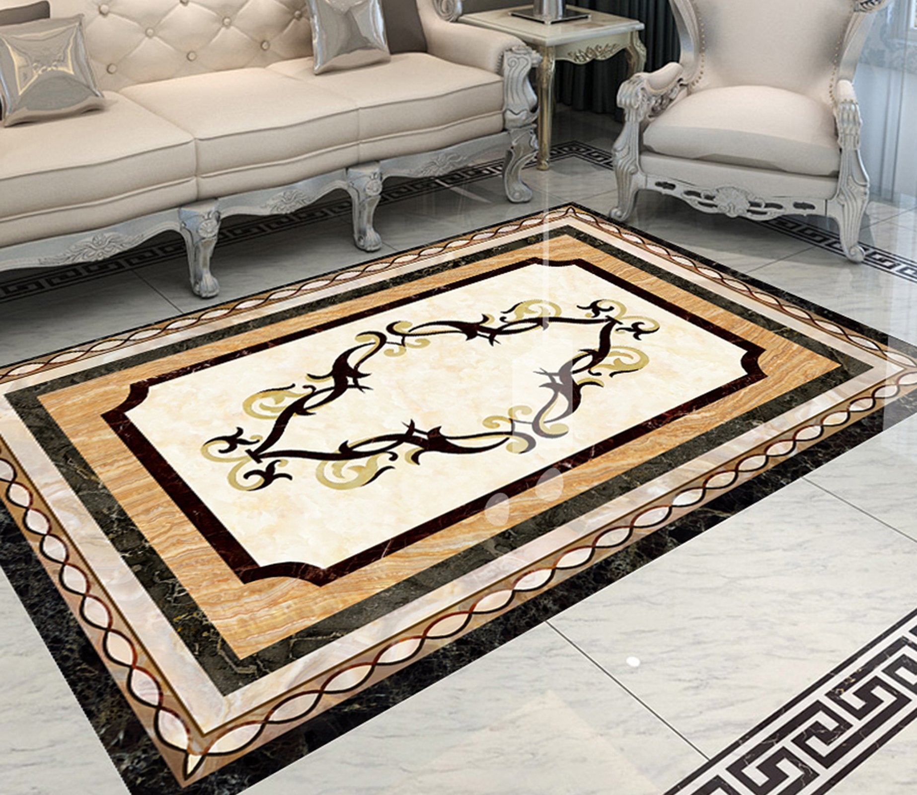 3D Black Orange Pattern WG726 Floor Mural Wallpaper AJ Wallpaper 2 