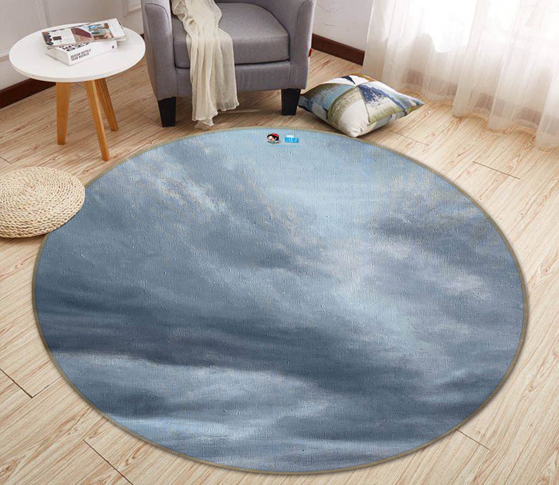 3D Grey Sky 18123 Marina Zotova Rug Round Non Slip Rug Mat