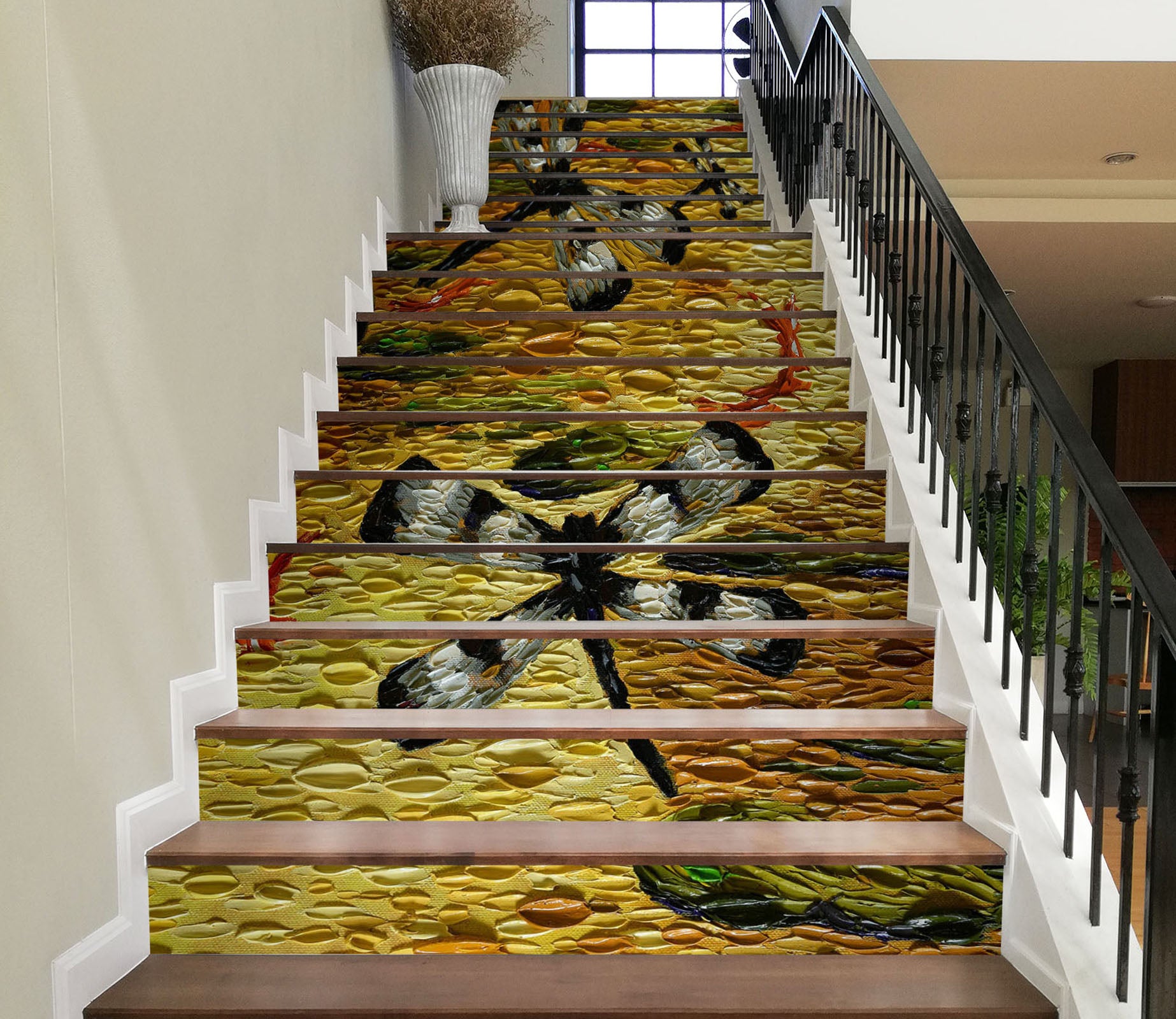 3D Dragonfly Oil Painting 96141 Dena Tollefson Stair Risers