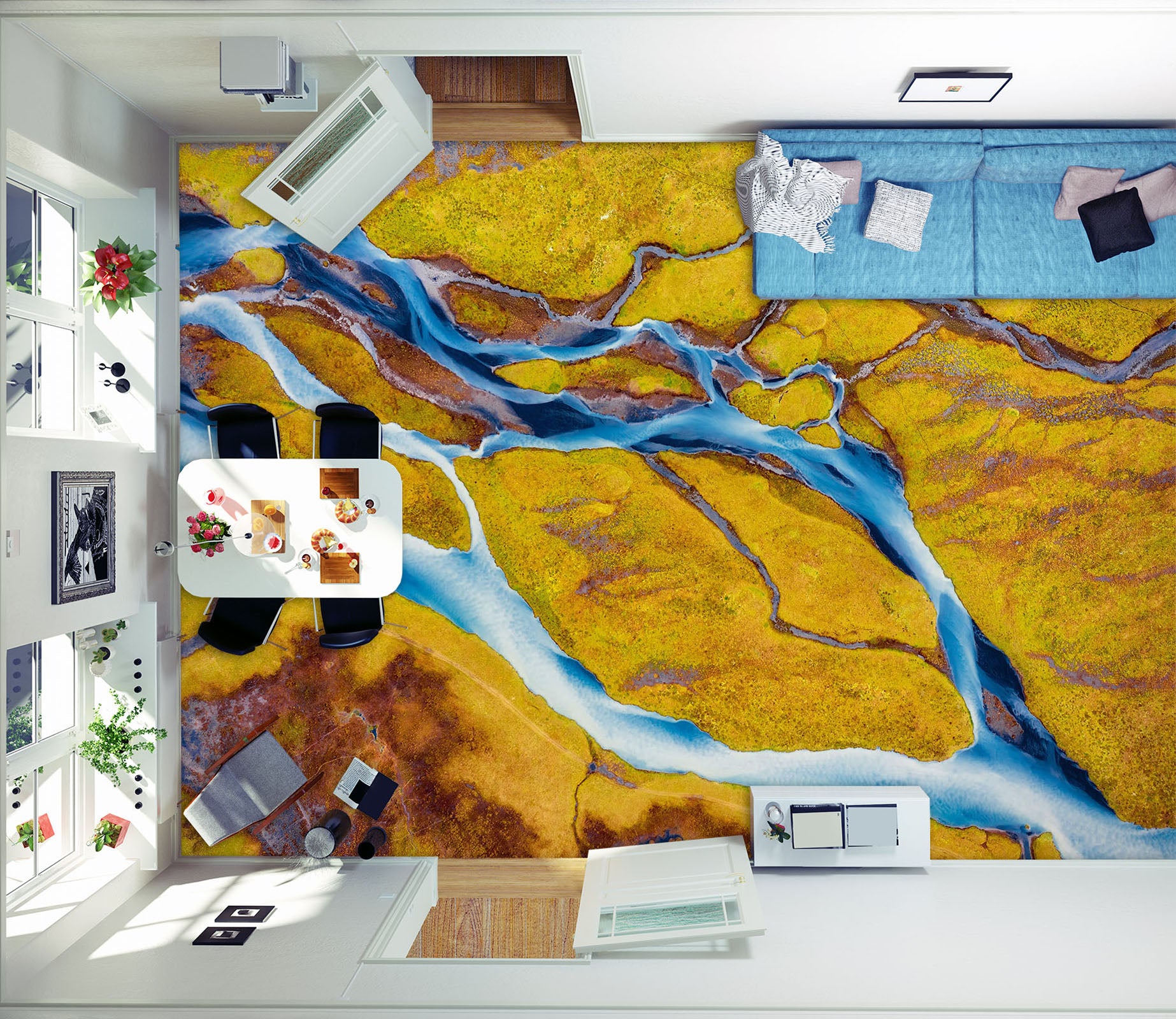 3D Artistic Interlaced Rivers 248 Floor Mural  Wallpaper Murals Rug & Mat Print Epoxy waterproof bath floor
