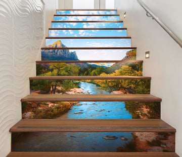 3D Tranquil Mountain Lake 633 Stair Risers