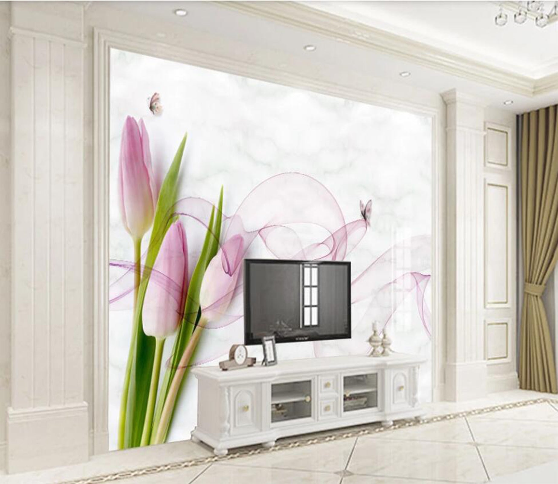 3D Lilac Tulips 2356 Wall Murals