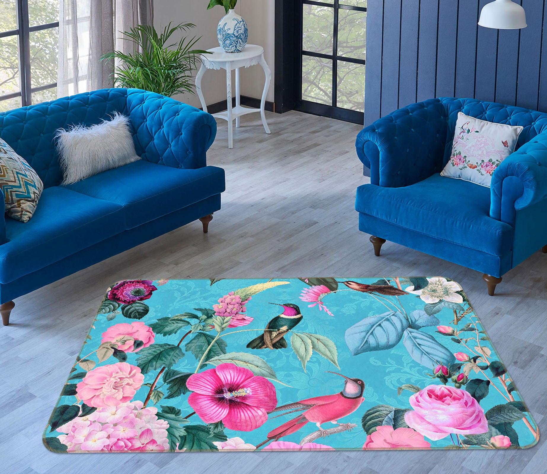 3D Flower Bird 1020 Andrea haase Rug Non Slip Rug Mat