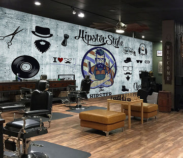 3D Focus On Hair Cutting 1468 Barber Shop Wall Murals