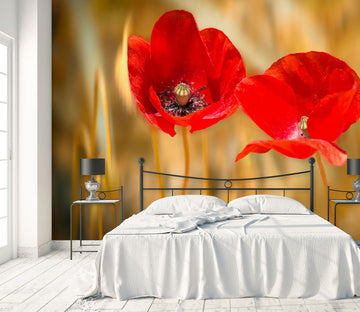 3D Red Flowers 1448 Marco Carmassi Wall Mural Wall Murals