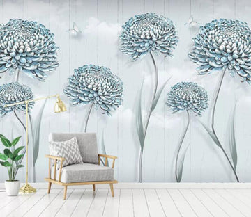 3D Blue Flowers WC16 Wall Murals Wallpaper AJ Wallpaper 2 