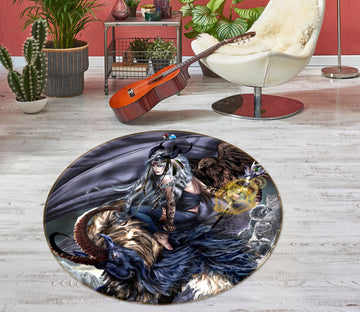 3D Woman Sheep 8352 Ruth Thompson Rug Round Non Slip Rug Mat