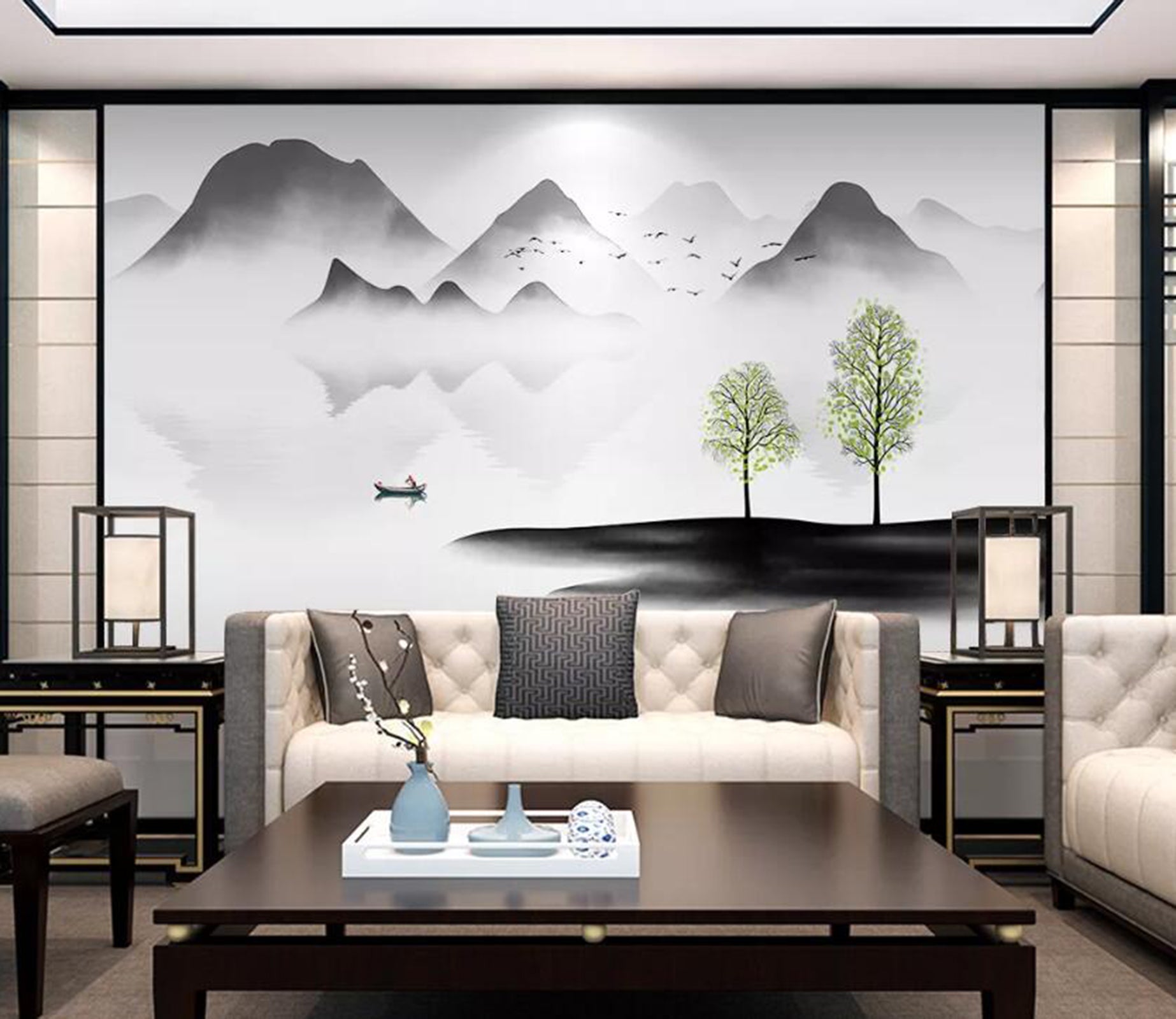 3D River Mountain WC66 Wall Murals Wallpaper AJ Wallpaper 2 