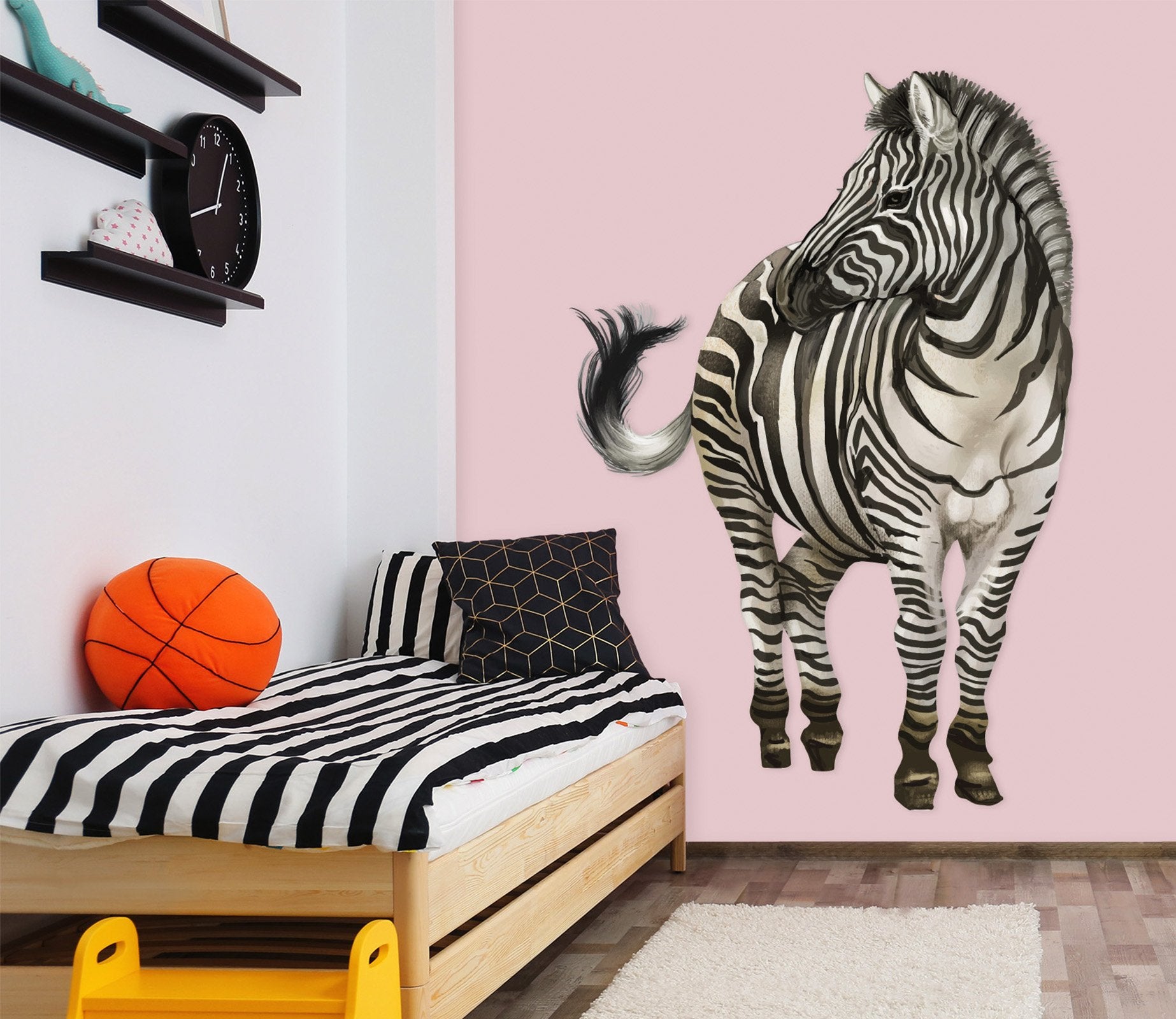 3D Zebra Turned To Look Behind 185 Animals Wall Stickers Wallpaper AJ Wallpaper 