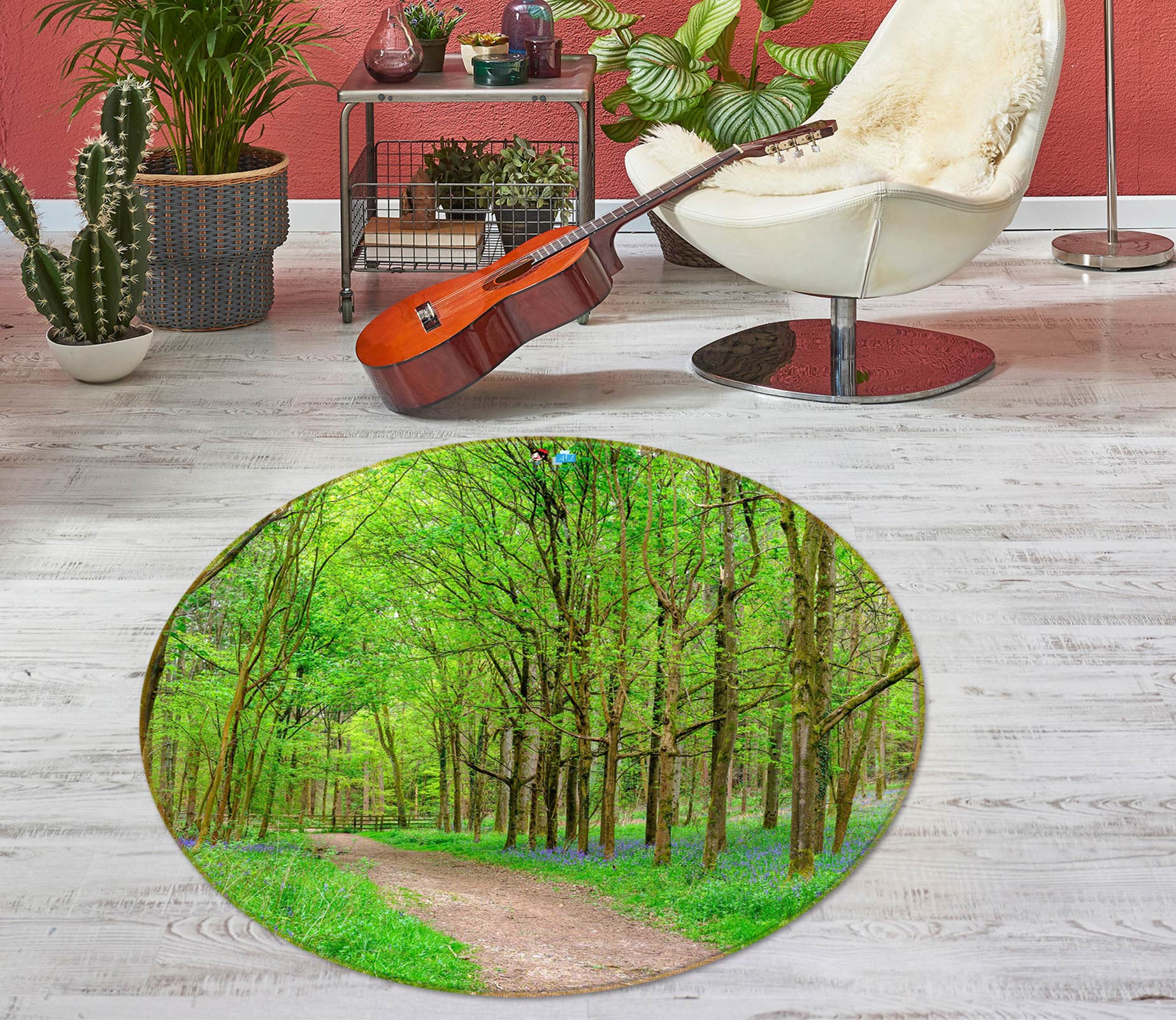 3D Forest Wildflowers 7612 Assaf Frank Rug Round Non Slip Rug Mat