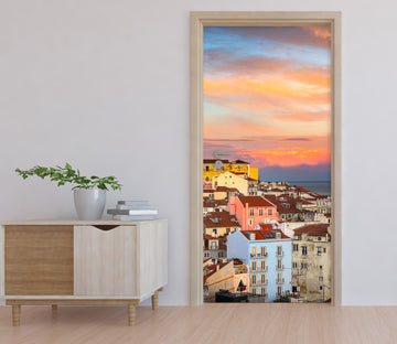 3D House Sky Sunset 114105 Marco Carmassi Door Mural