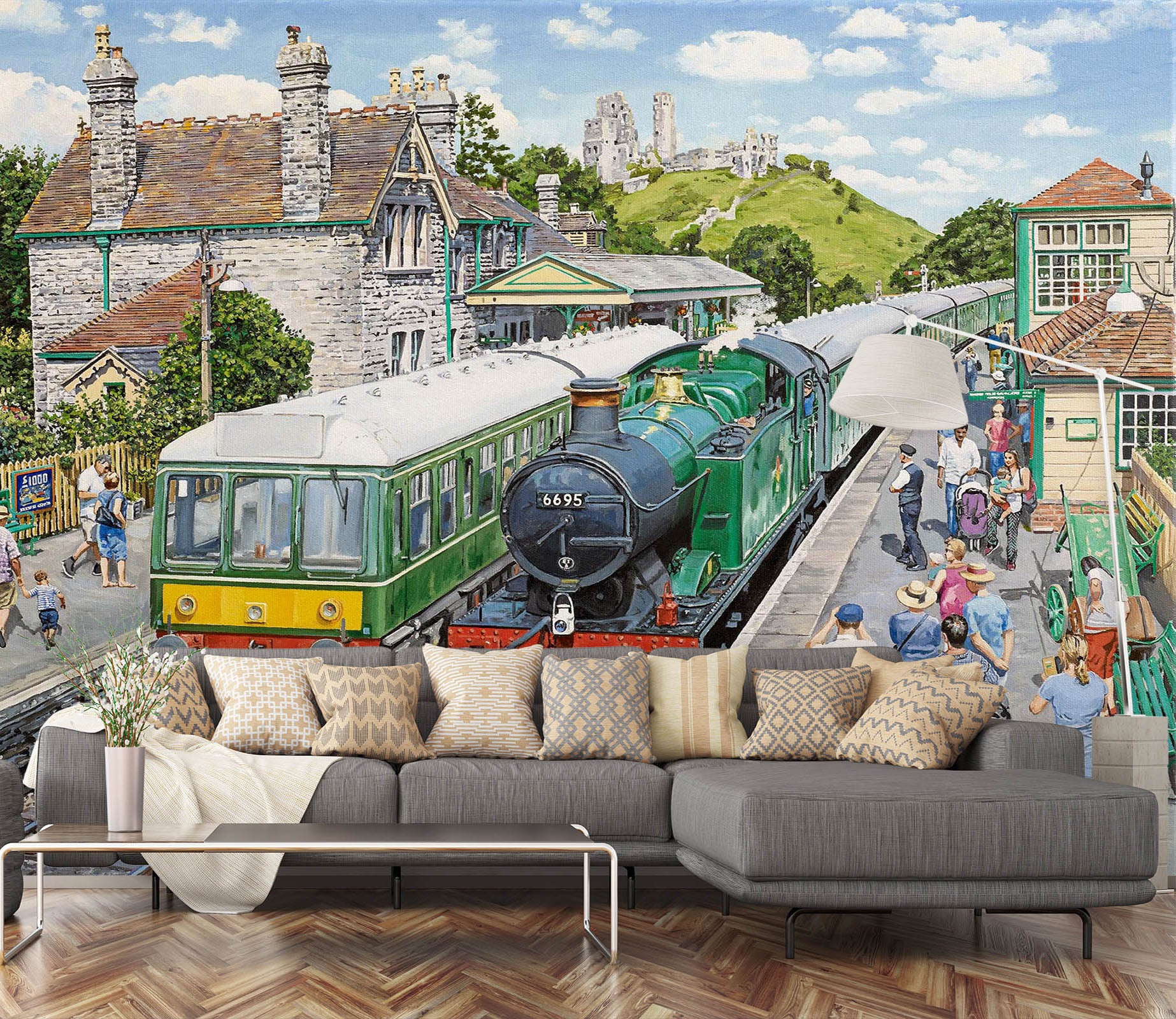 3D Corfe Castle Station 1015 Trevor Mitchell Wall Mural Wall Murals