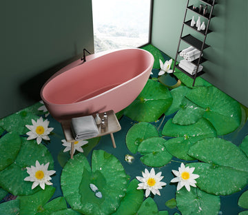 3D Gentle Water Lilies 439 Floor Mural  Wallpaper Murals Rug & Mat Print Epoxy waterproof bath floor