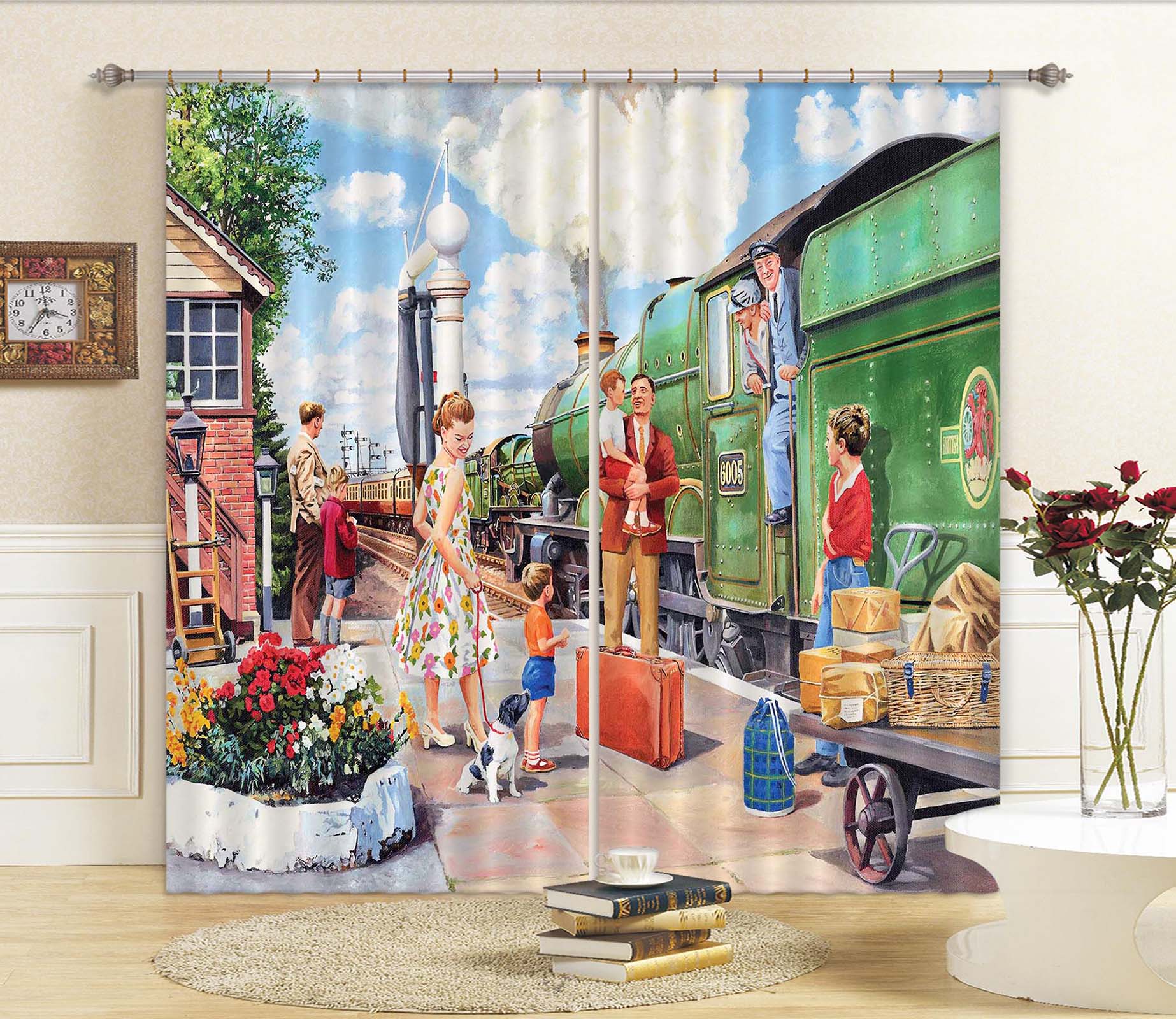 3D The Train Driver 109 Trevor Mitchell Curtain Curtains Drapes